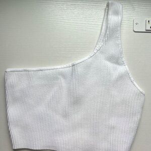 Babaton White Ribbed Top